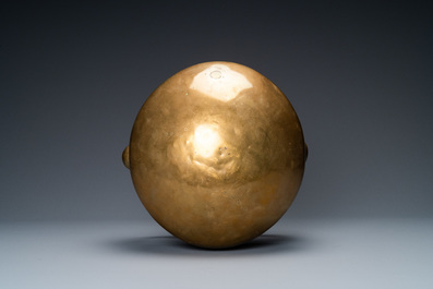 A copper 'lavabo' water bowl, Flanders, 15th C.