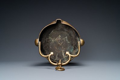 A copper 'lavabo' water bowl, Flanders, 15th C.