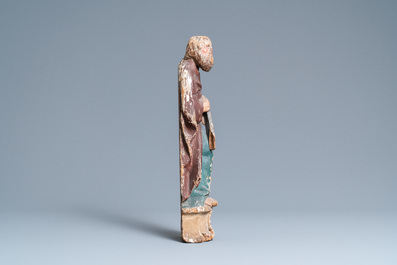 A polychromed oak figure of Saint Thomas on an armorial base, Normandy, France, ca. 1510