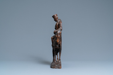 Een eikenhouten figuur van een ruiter te paard, 1e helft 16e eeuw