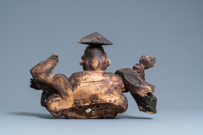 Een houten figuur van God de Vader op een wolk, 17e eeuw