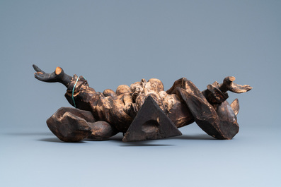 Een houten figuur van God de Vader op een wolk, 17e eeuw