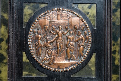 A round copper 'Christ in the temple' plaque, Italy, 16th C.