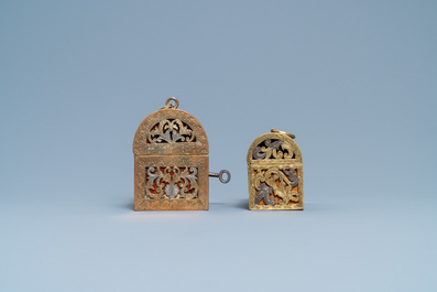 Two gilded and silvered brass reticulated caskets, France, 17th C.