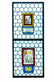 Un vitrail compos&eacute; d'&eacute;l&eacute;ments en verre peint et teint&eacute;, France, 16/17&egrave;me