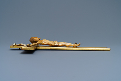 An Indo-Portuguese ivory figure of Christ on a later crucifix, probably Goa, 17th C.