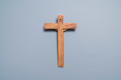 An Indo-Portuguese ivory figure of Christ on a later crucifix, probably Goa, 17th C.
