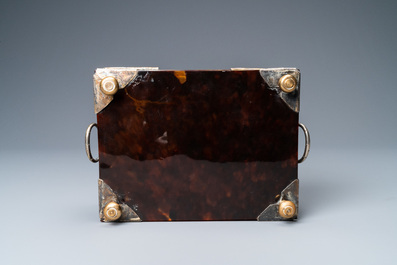 A Dutch colonial silver-mounted tortoise shell sirih casket, ca. 1700
