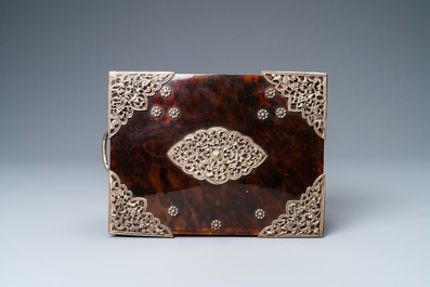 A Dutch colonial silver-mounted tortoise shell sirih casket, ca. 1700
