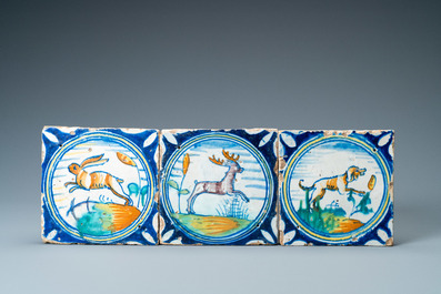 Nine polychrome maiolica medallion tiles, Antwerp or Middelburg, 2nd half 16th C.