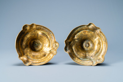 A pair of gilded bronze candlesticks, France, 18th C.