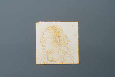 Ecole italienne, d'apr&egrave;s Leonardo da Vinci, plume et encre brune sur papier, fin du 19&egrave;me: Dix caricatures