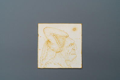 Ecole italienne, d'apr&egrave;s Leonardo da Vinci, plume et encre brune sur papier, fin du 19&egrave;me: Dix caricatures