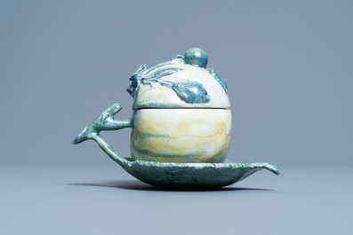 A polychrome Dutch Delft 'apple' tureen and cover, 18th C.