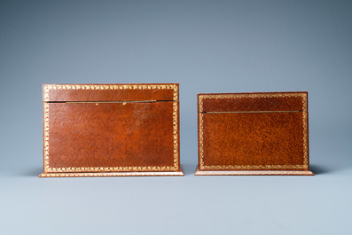 Four trompe-l'oeil storage boxes made from old book covers, France, 20th C.