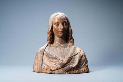 Italian school, surrounding or follower of Agnolo di Polo de&rsquo; Vetri (1470 - 1528), a terracotta bust, 16th C.: The young Christ or Cristo Giovinetto