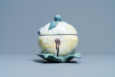 A polychrome Dutch Delft 'apple' tureen and cover, 18th C.
