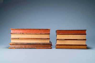 Four trompe-l'oeil storage boxes made from old book covers, France, 20th C.