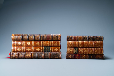 Four trompe-l'oeil storage boxes made from old book covers, France, 20th C.