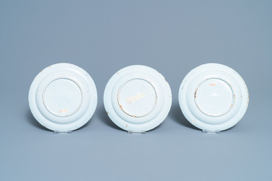 Eleven polychrome Dutch Delft plates, 18th C.