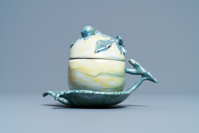 A polychrome Dutch Delft 'apple' tureen and cover, 18th C.