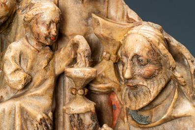 Een Engels albasten reli&euml;f met 'De aanbidding der koningen', Nottingham, 15e eeuw