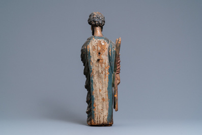 Een gepolychromeerde eikenhouten figuur van Sint-Andreas, Normandi&euml;, Frankrijk, eind 15e eeuw