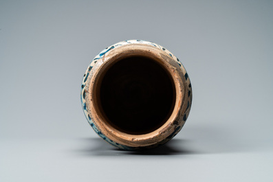 A Hispano-Moresque blue and white albarello with a deer, Paterna or Manises, Spain, mid 15th C.
