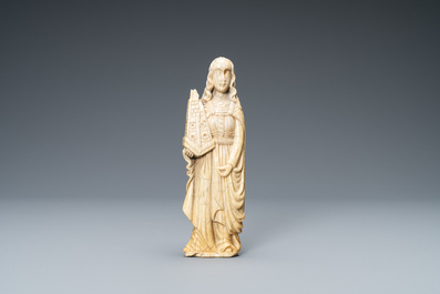 An ivory figure of Saint Barbara, 19th C.