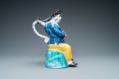 A polychrome Brussels faience 'Jacquot' table fountain, 18th C.