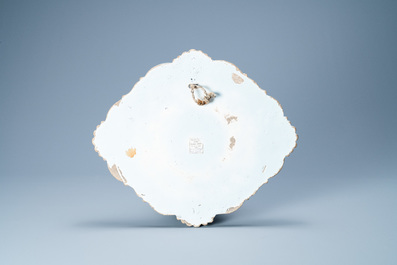 A Dutch Delft blue and white chinoiserie plaque, 18th C.