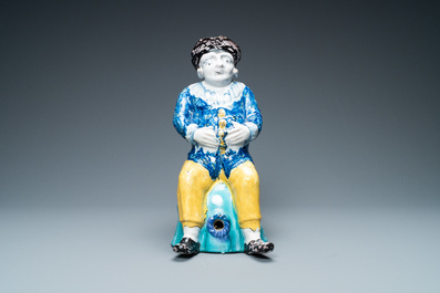 A polychrome Brussels faience 'Jacquot' table fountain, 18th C.