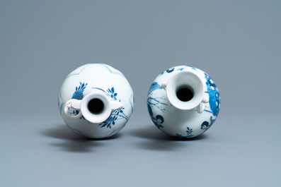 Two Chinese blue and white vases with elephant handles, Kangxi