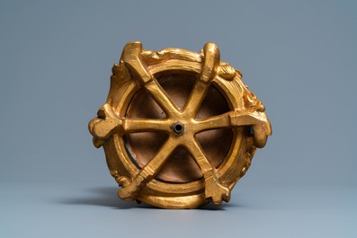 A Chinese flamb&eacute;-glazed vase with gilt bronze candelabra mount, 19th C.