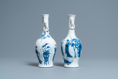 Two Chinese blue and white vases with elephant handles, Kangxi