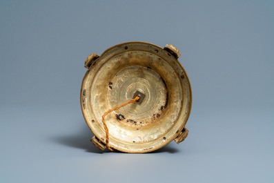 A Chinese lamp-mounted famille rose 'rooster' vase, 19th C.