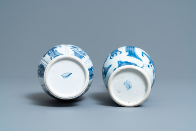 Two Chinese blue and white vases with elephant handles, Kangxi