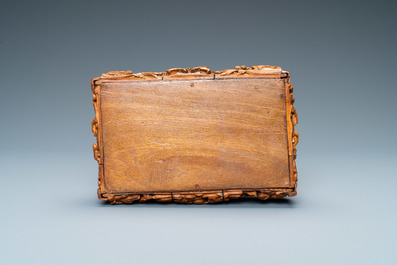 Een corozo houten kistje met voorstelling uit Willem Tell, Frankrijk, 18/19e eeuw