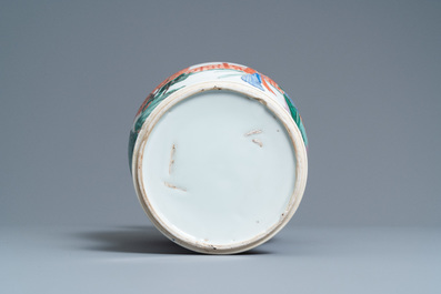 A Chinese famille rose 'immortals' vase, a Canton dish and a bowl, 19th C.