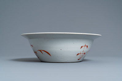 A Chinese famille rose 'immortals' vase, a Canton dish and a bowl, 19th C.