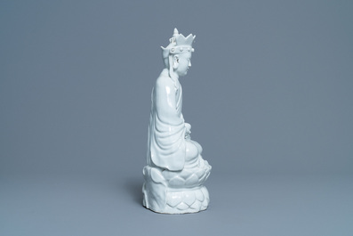 A Chinese blanc de Chine figure of Doumu, seal mark, 19/20th C.
