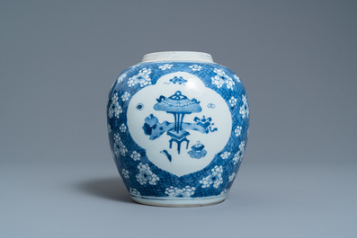 A Chinese blue and white 'antiquities' jar, Kangxi