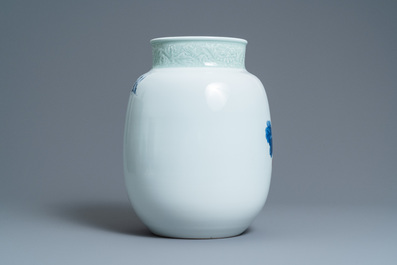 A Chinese floral vase, signed Wang En Huai, dated 1997