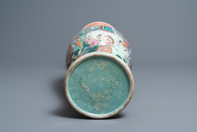 A large Chinese famille rose 'immortals' vase, Republic