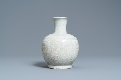 A Chinese qingbai vase with incised floral design, Song