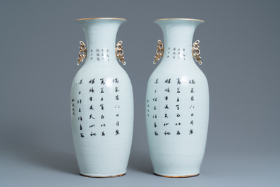 A pair of Chinese famille rose vases, 19/20th C.