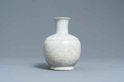 A Chinese qingbai vase with incised floral design, Song