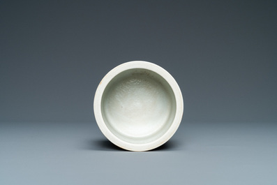 A Chinese famille rose 'erotical subject' brush pot, 1st half 19th C.