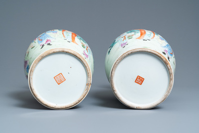 A pair of Chinese famille rose vases, Qianlong mark, Republic