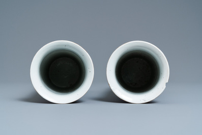 A Chinese famille verte five-piece garniture, Kangxi mark, 19th C.